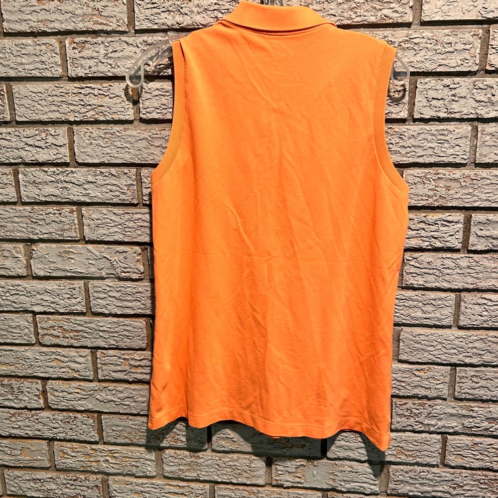 Lilly Pulitzer Island Polo Orange Sleeveless Palm Tree Logo Top Medium - Picture 2 of 6